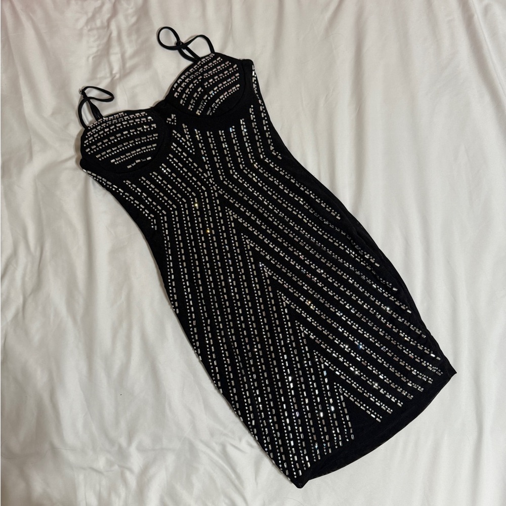 Black and Silver Mini Dress